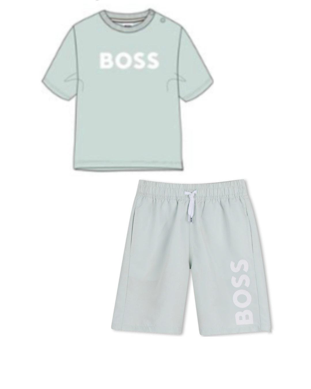 Boss sprout green swim short & T-shirt set