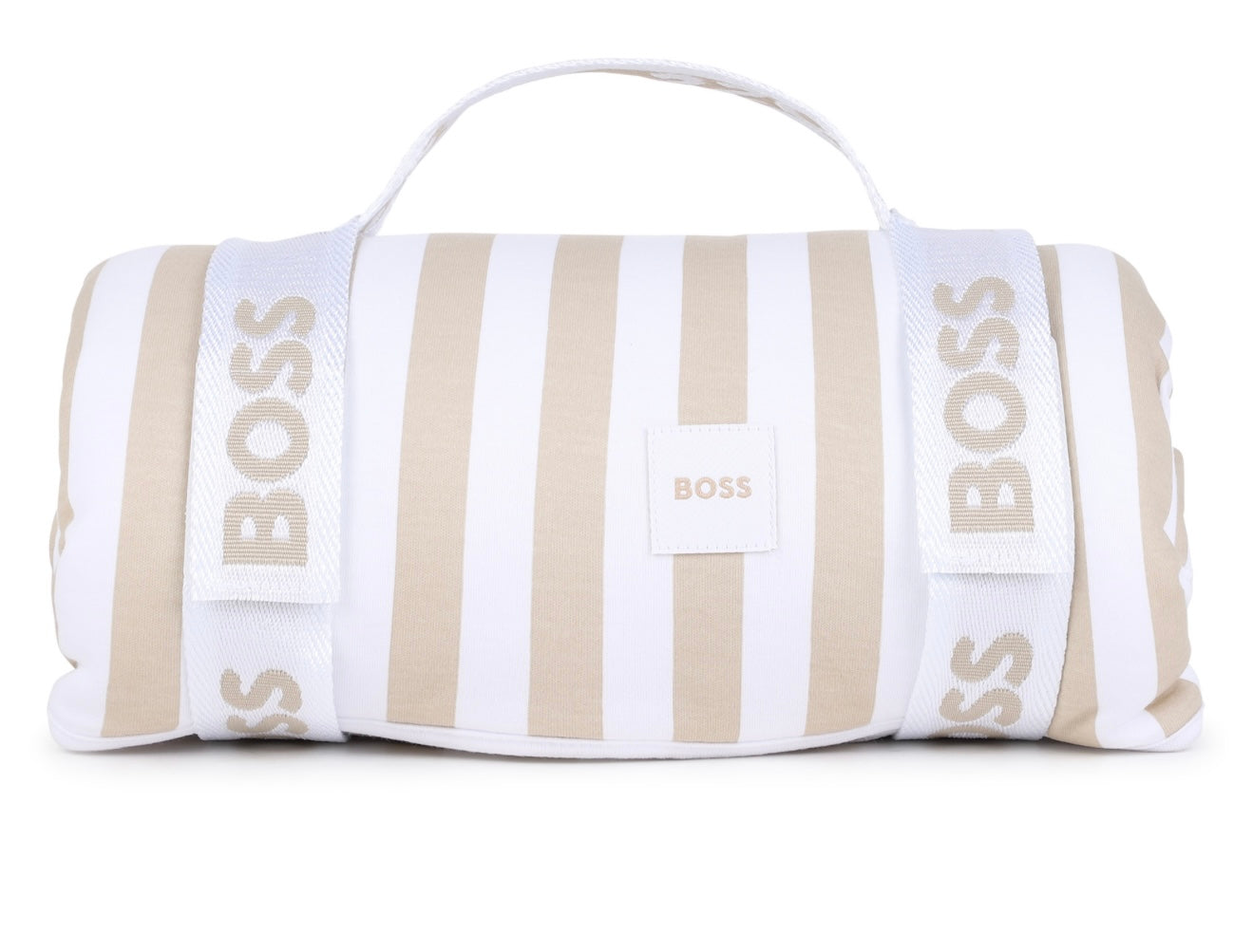 Boss beige & white striped blanket