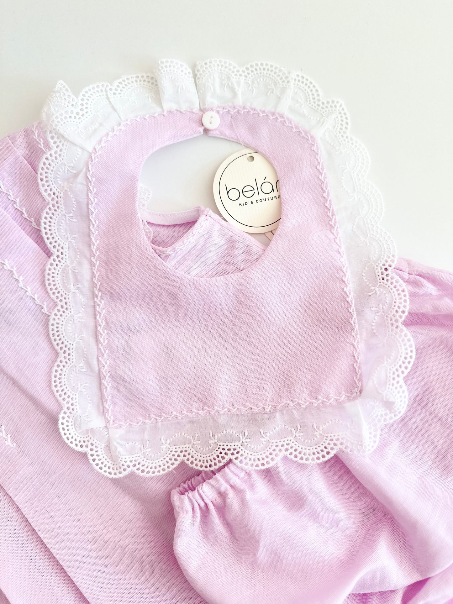 Belan couture lilac embroidered bib