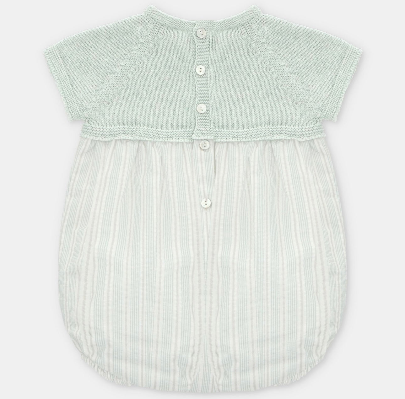 Martin Aranda pistachio green stripe half knit romper
