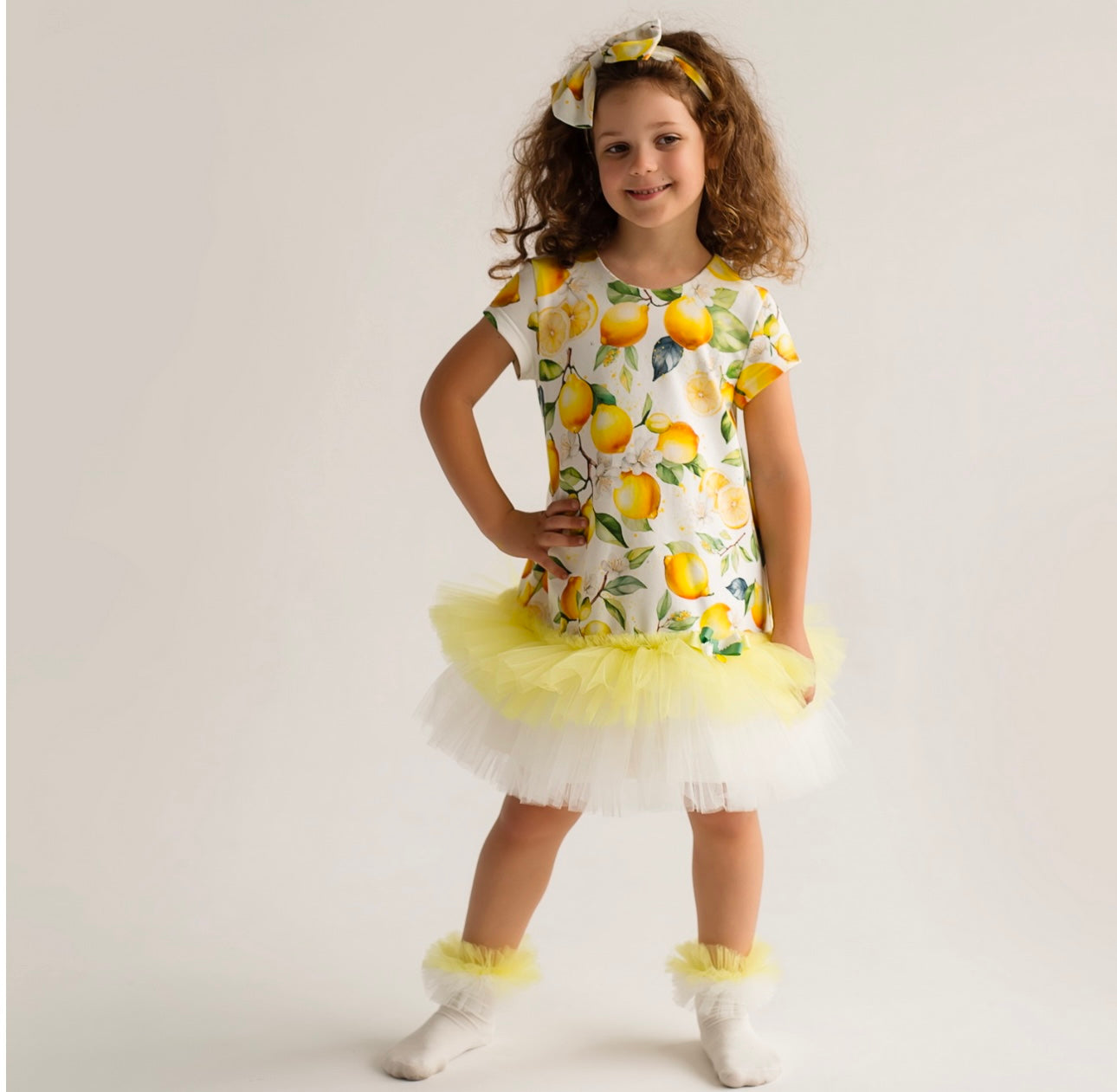 Daga sunny lemons print tulle dress
