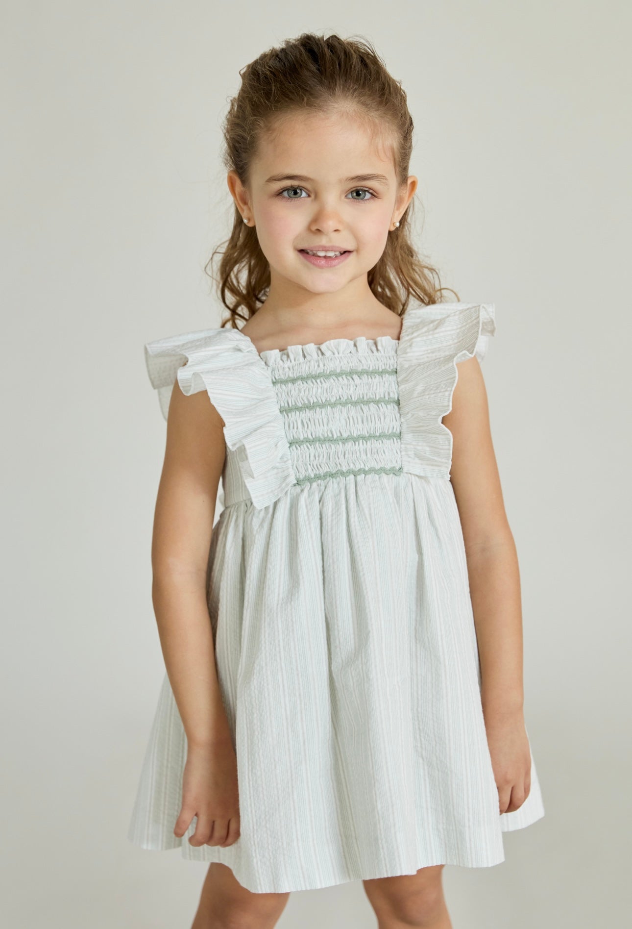Martin Aranda pistachio cotton stripe smocked summer dress