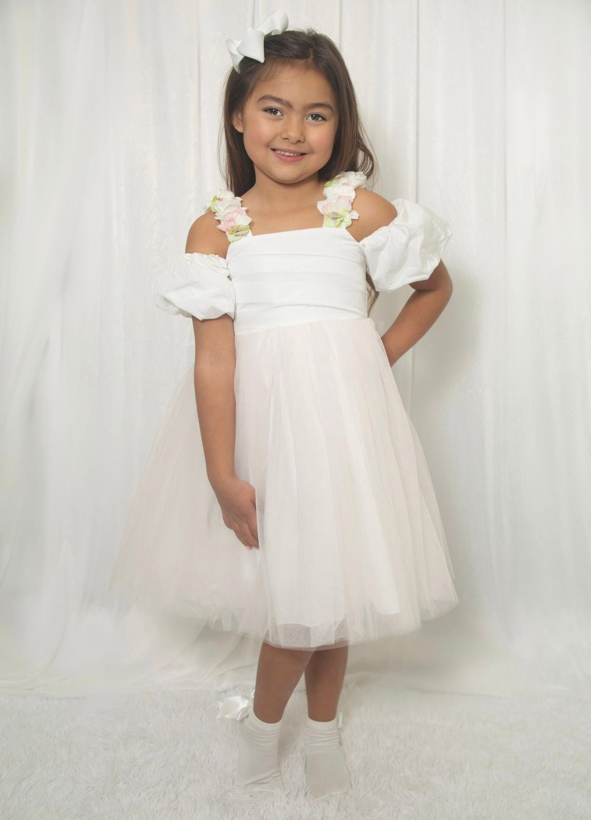 Ballon chic white & pink flower dress