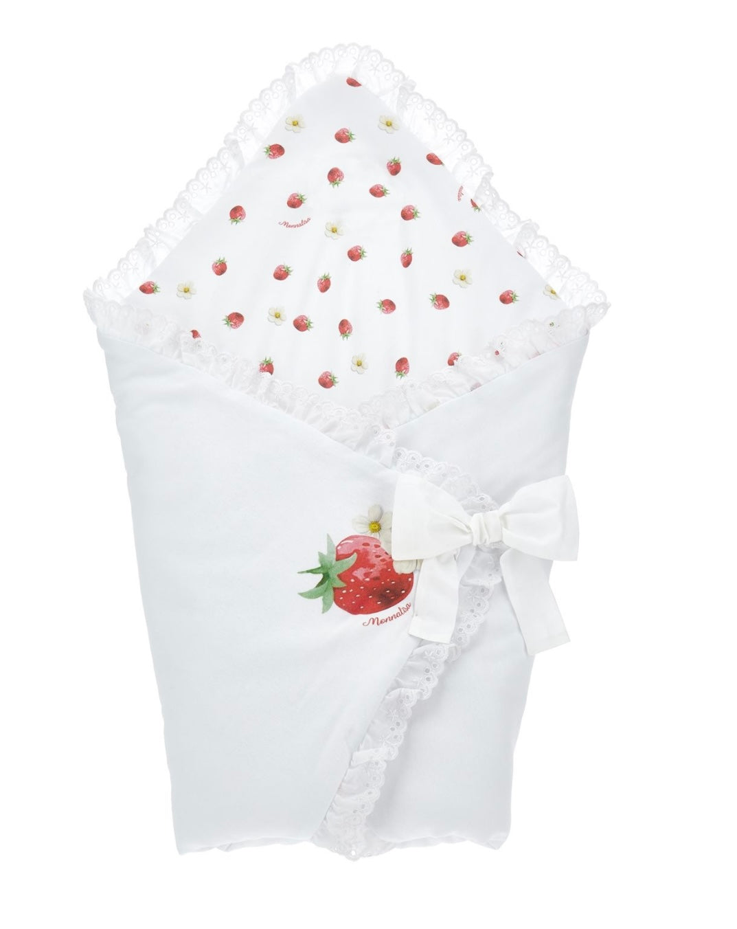 PRE ORDER - monnalisa white strawberry bow nest