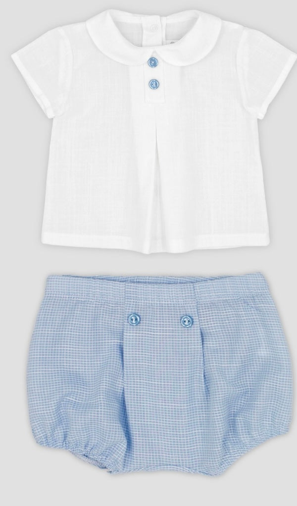 Rapife boys blue & white shirt and short set