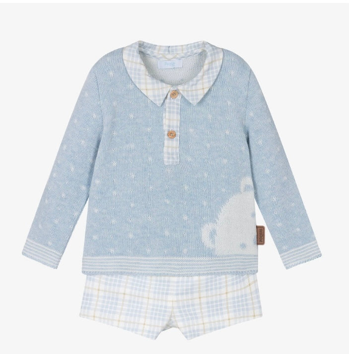 Foque boys blue teddy jumper & short set