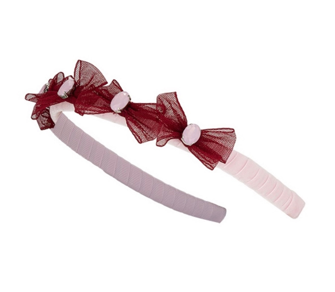 Daga burgundy & pink bow headband