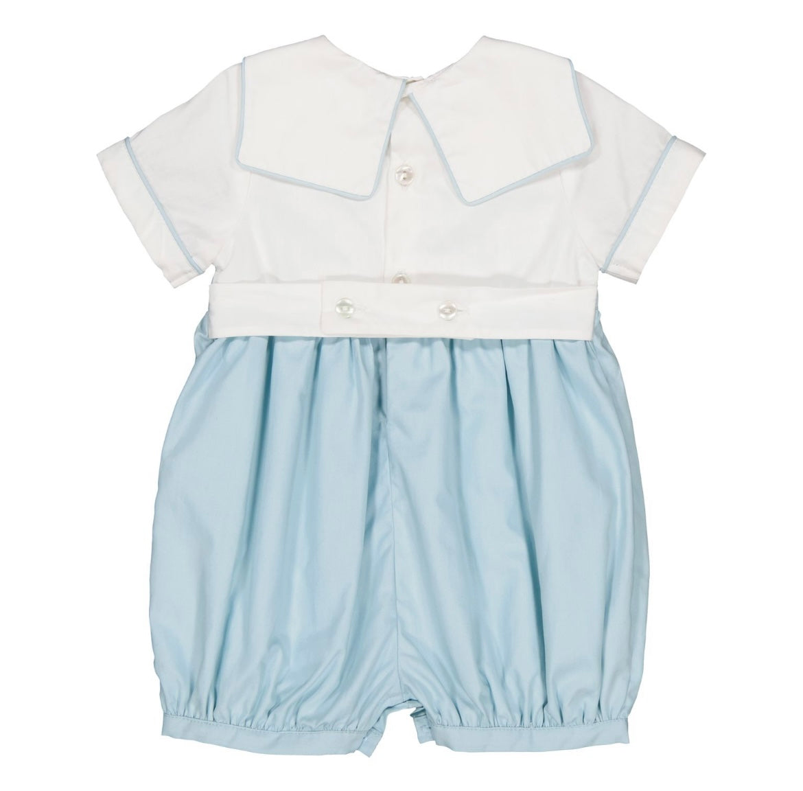 Kidiwi boys Mathis smocked romper in blue