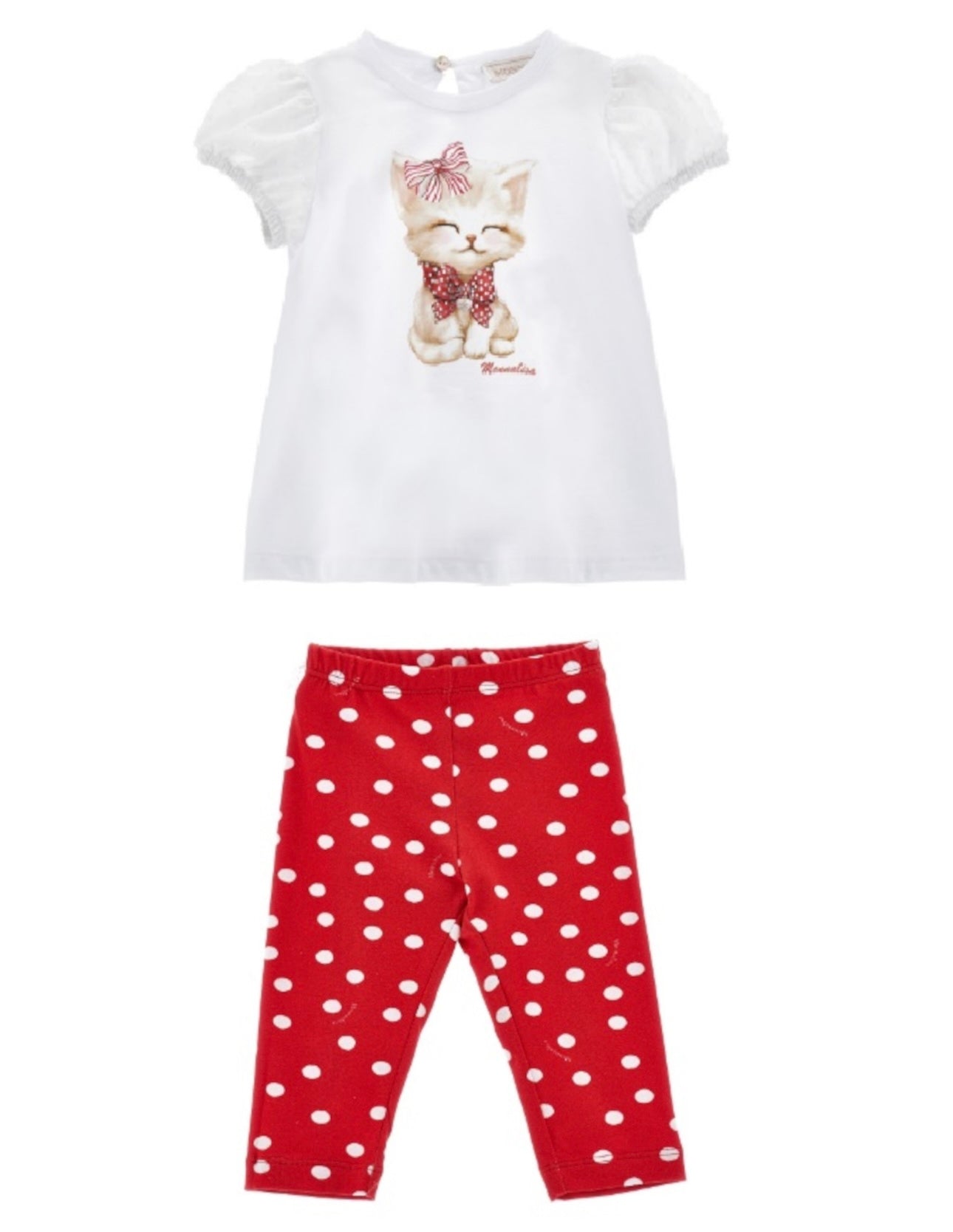 Monnalisa red & white polka dot legging set