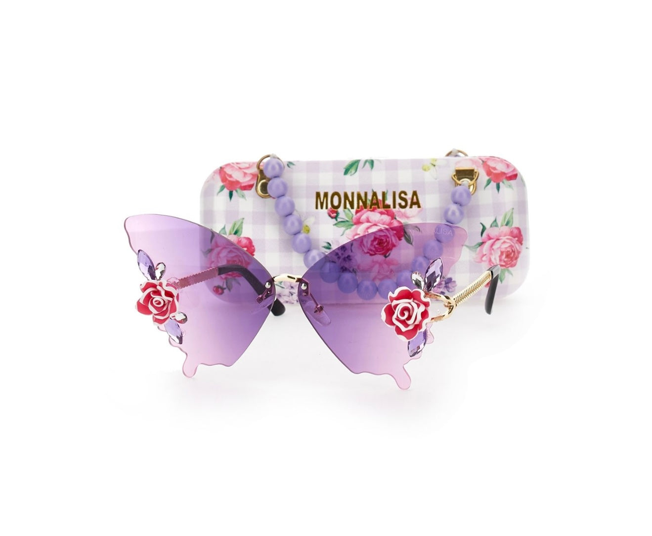 PRE ORDER - monnalisa purple butterfly floral sunglasses & case