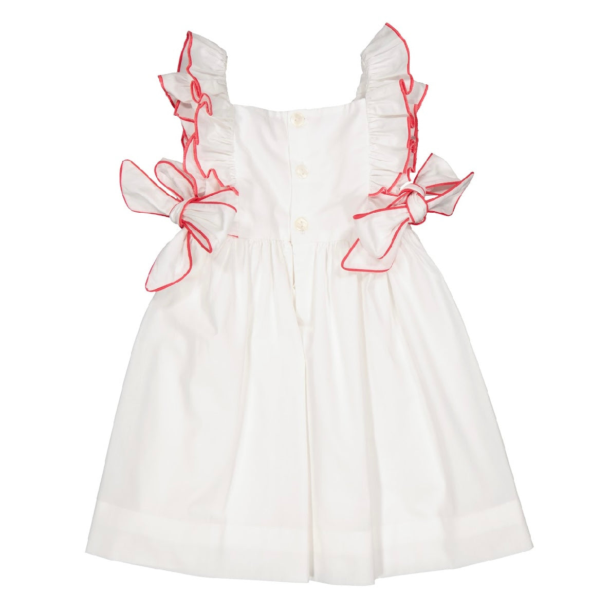 Kidiwi coral & white cotton frilled ‘Kiara’ dress