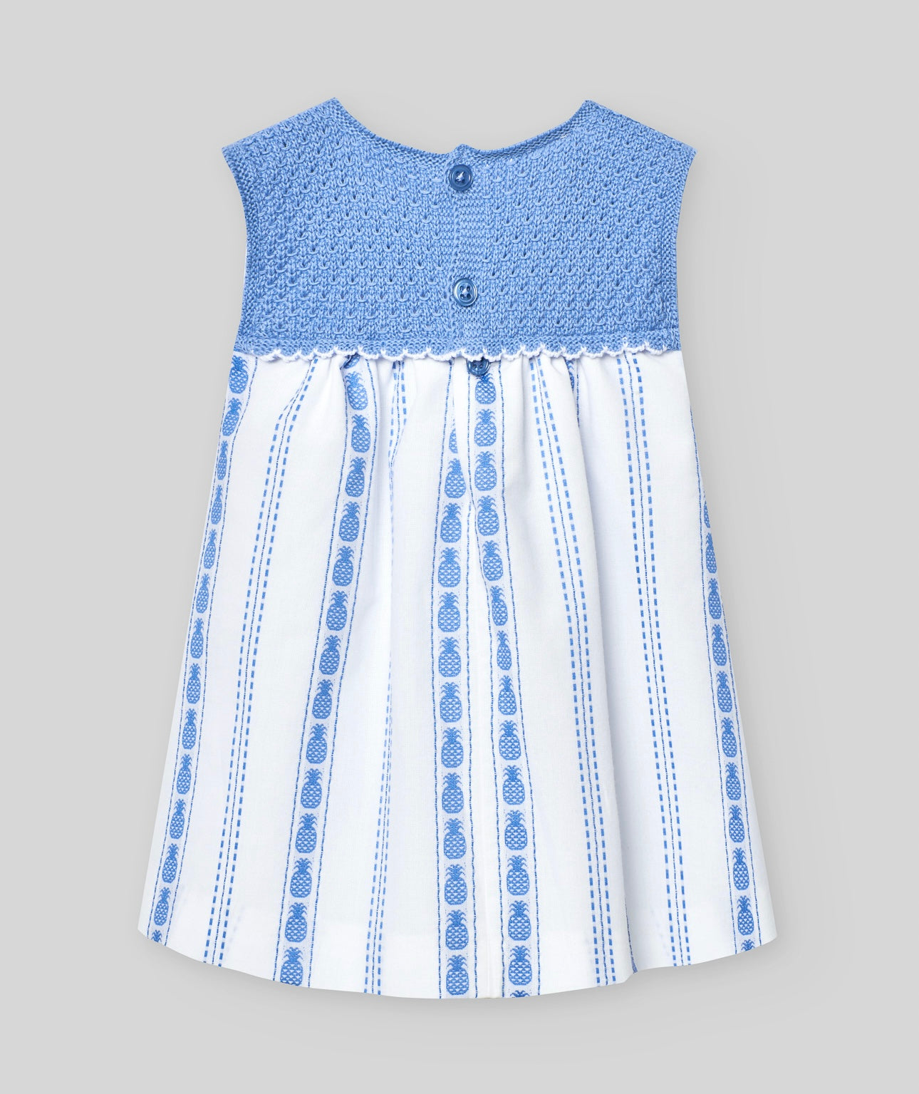 Paz Rodriguez blue & white pineapple half knit dress