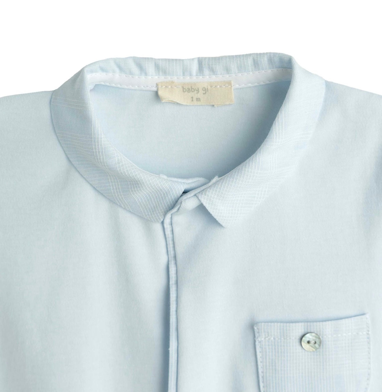 Baby Gi blue cotton collared babygrow
