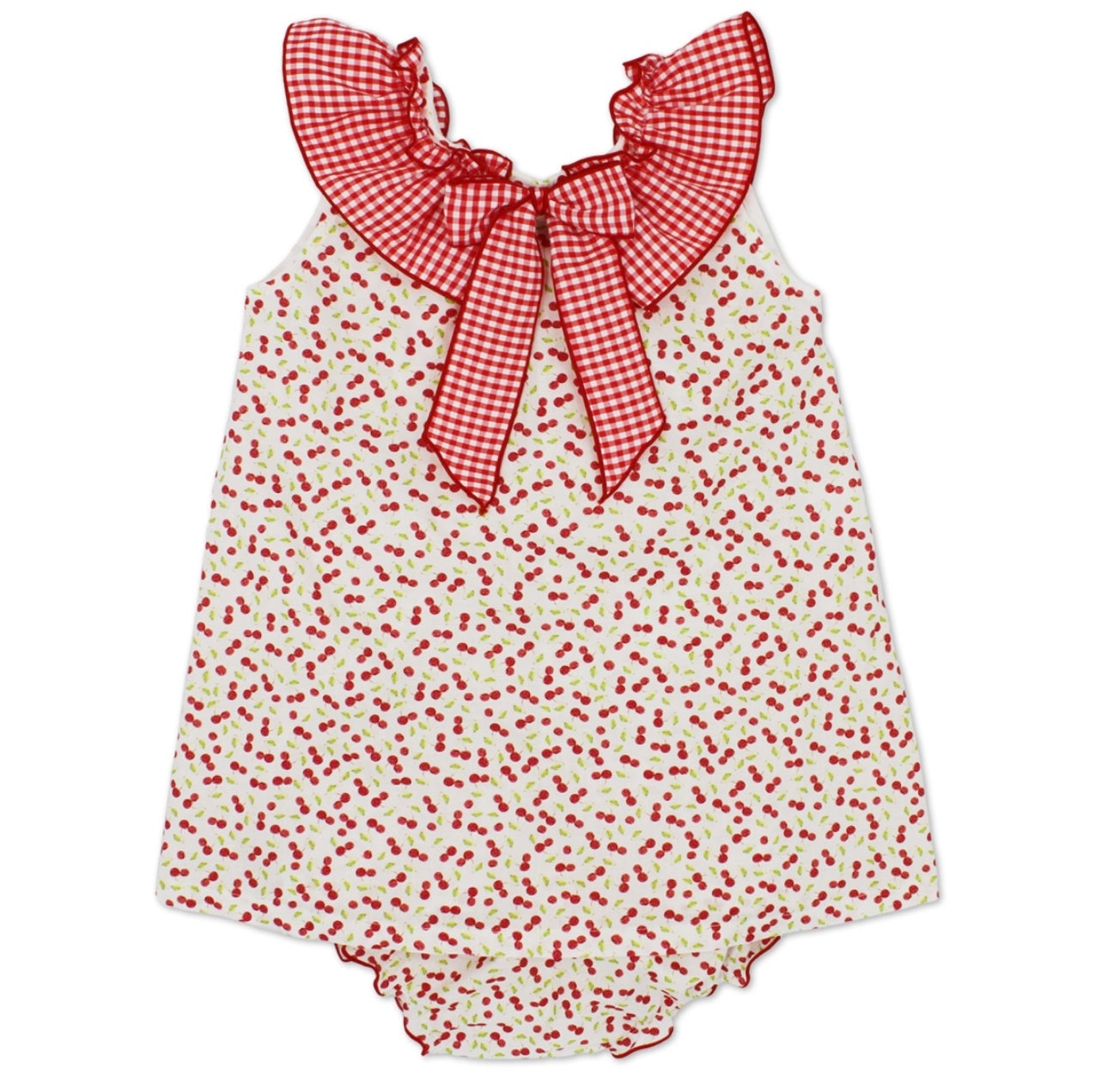 Rapife red cherries print frilled dress set