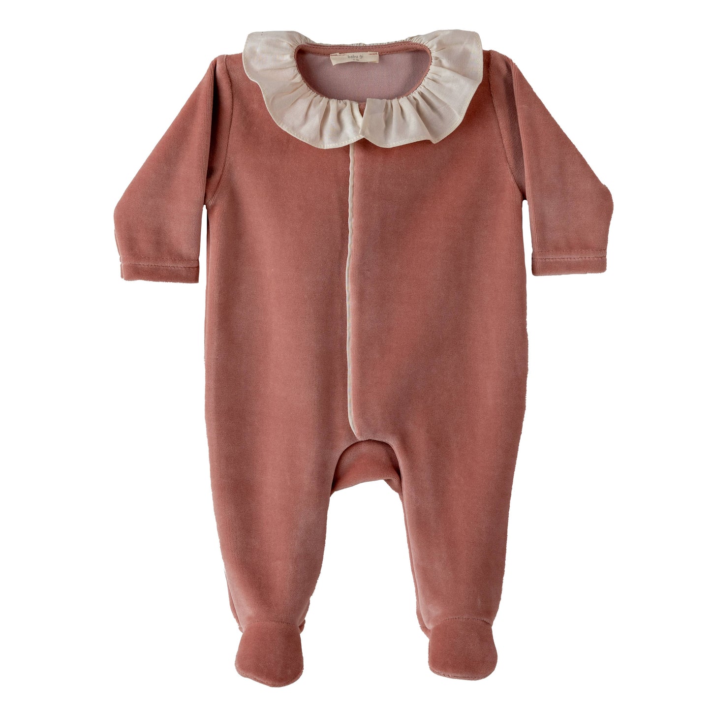 Baby gi old rose velour angel wing babygrow