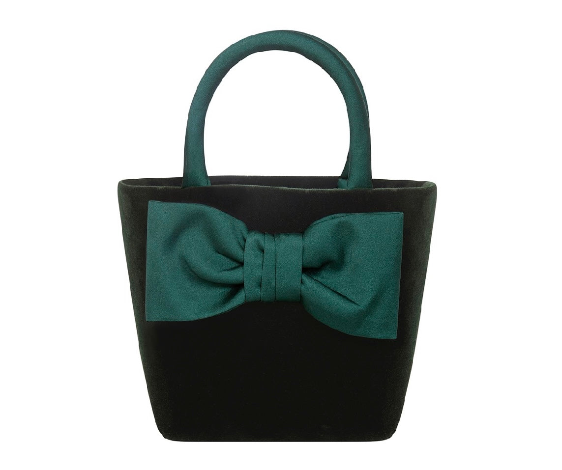Ballon chic green velvet bow bag