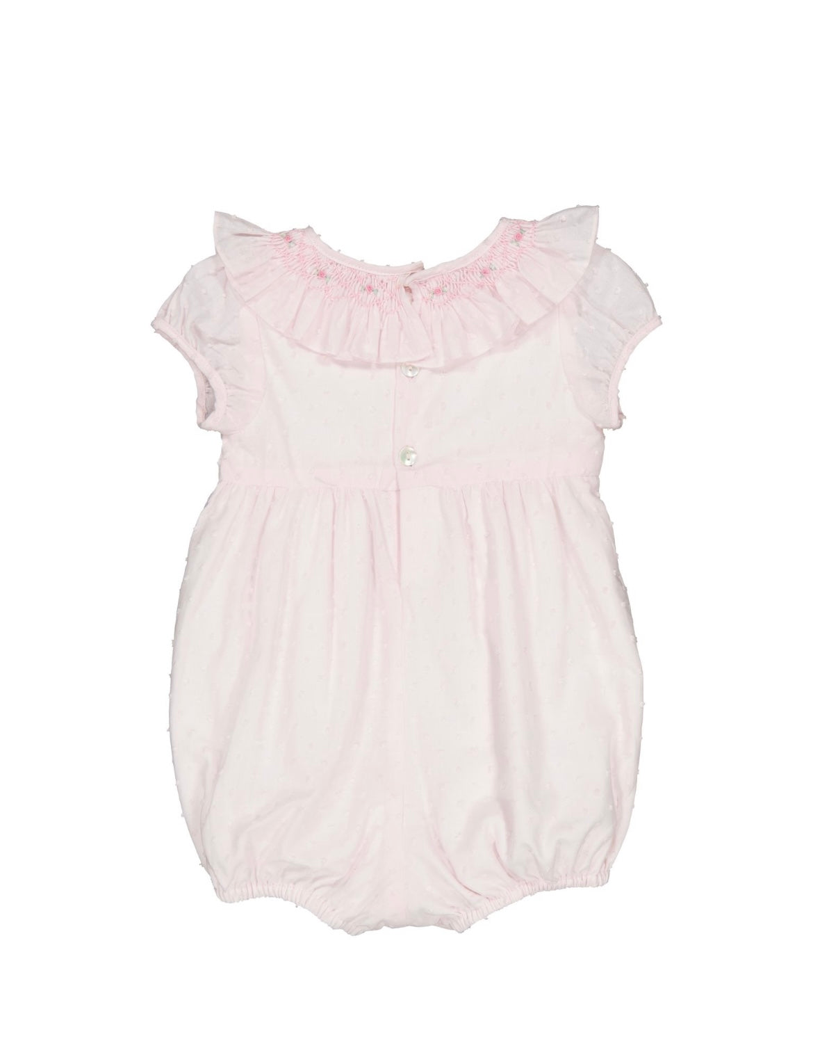 Kidiwi girls pale pink cotton smocked romper