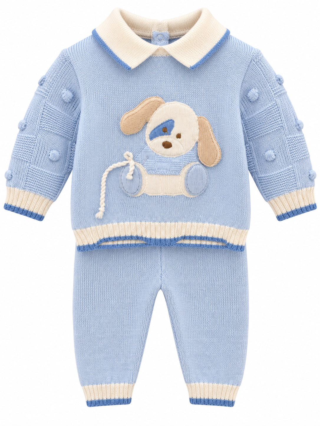Bimbalo blue knitted dog legging set