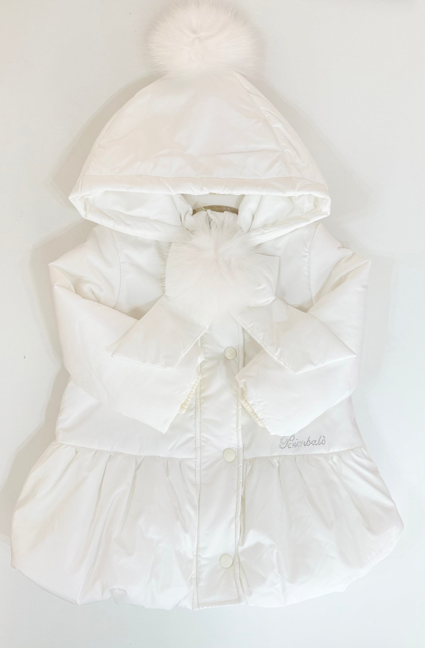 Bimbalo white Pom-pom puffer coat