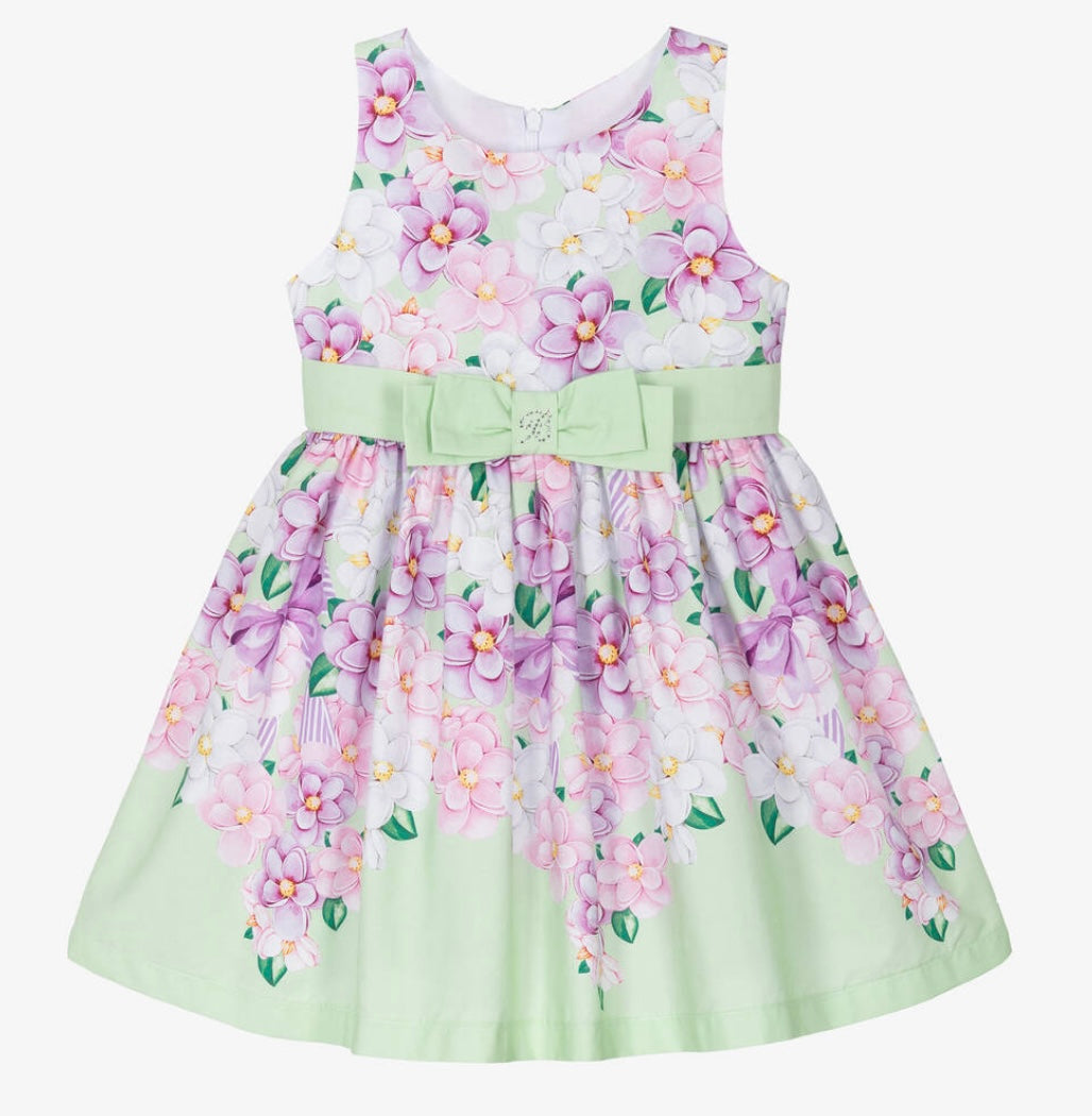 Balloon chic girls green flower print dress