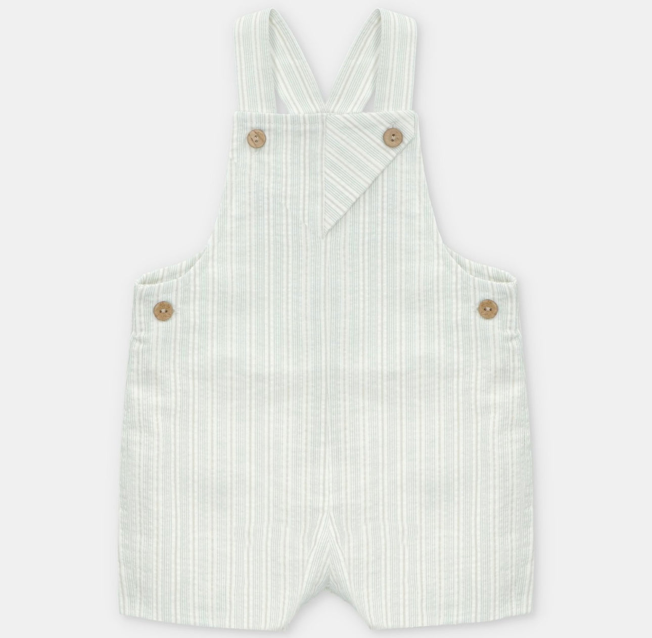 Martin Aranda pistachio green striped cotton dungaree