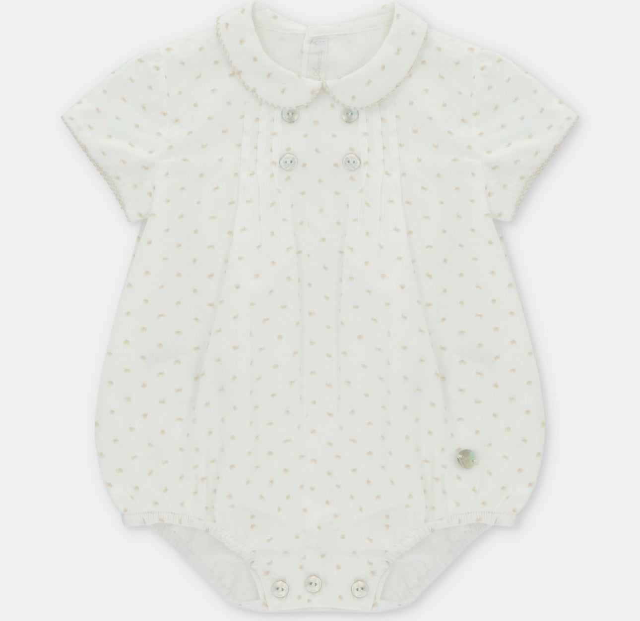 Martin Aranda ivory & beige cotton dotted romper