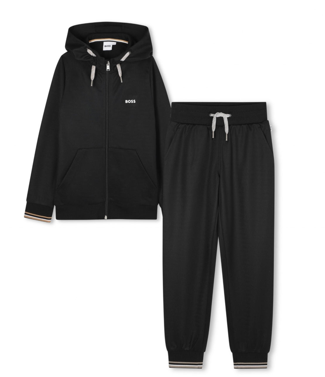 Boss black with beige & white trim tracksuit set
