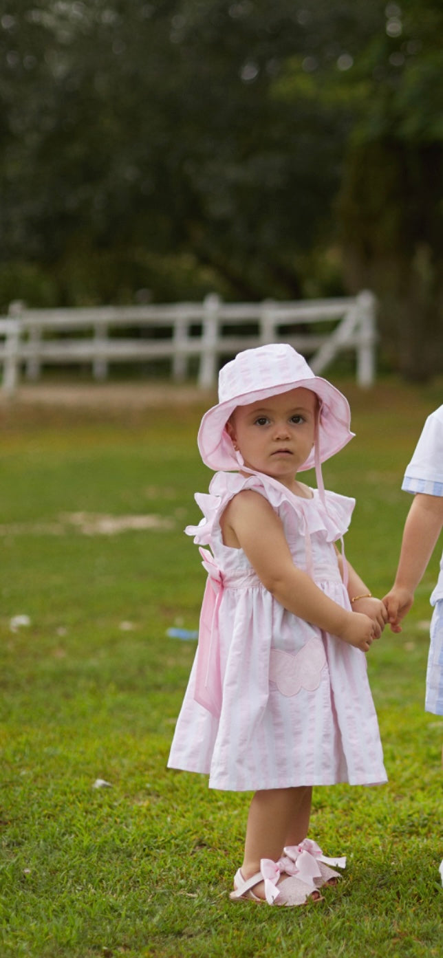Deolinda girls pink stripe butterfly dress