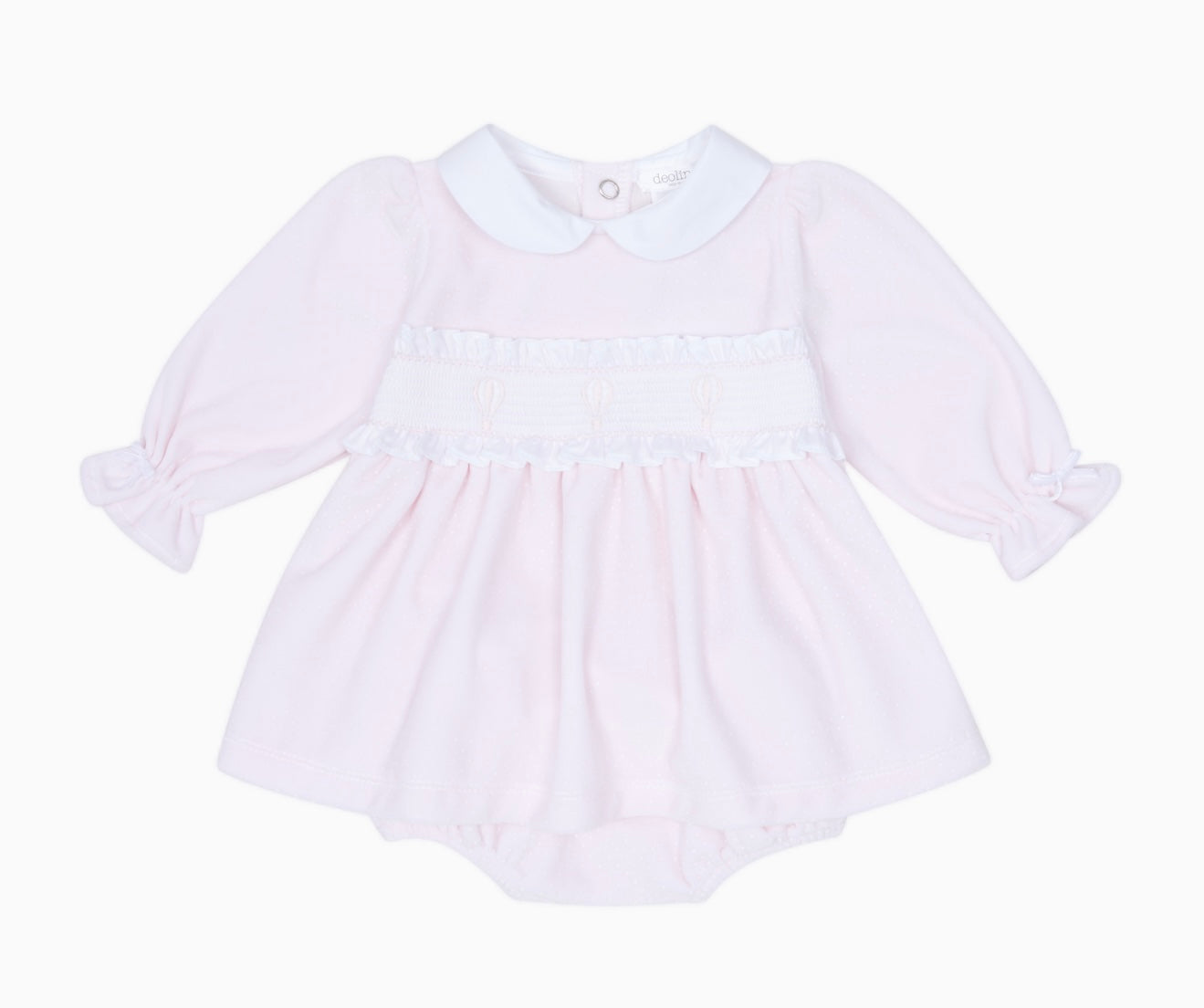 Deolinda pink velour air balloon smocked dress set