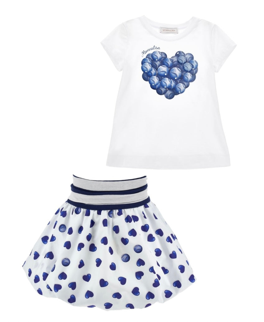 Monnalisa navy & white tennis skirt set