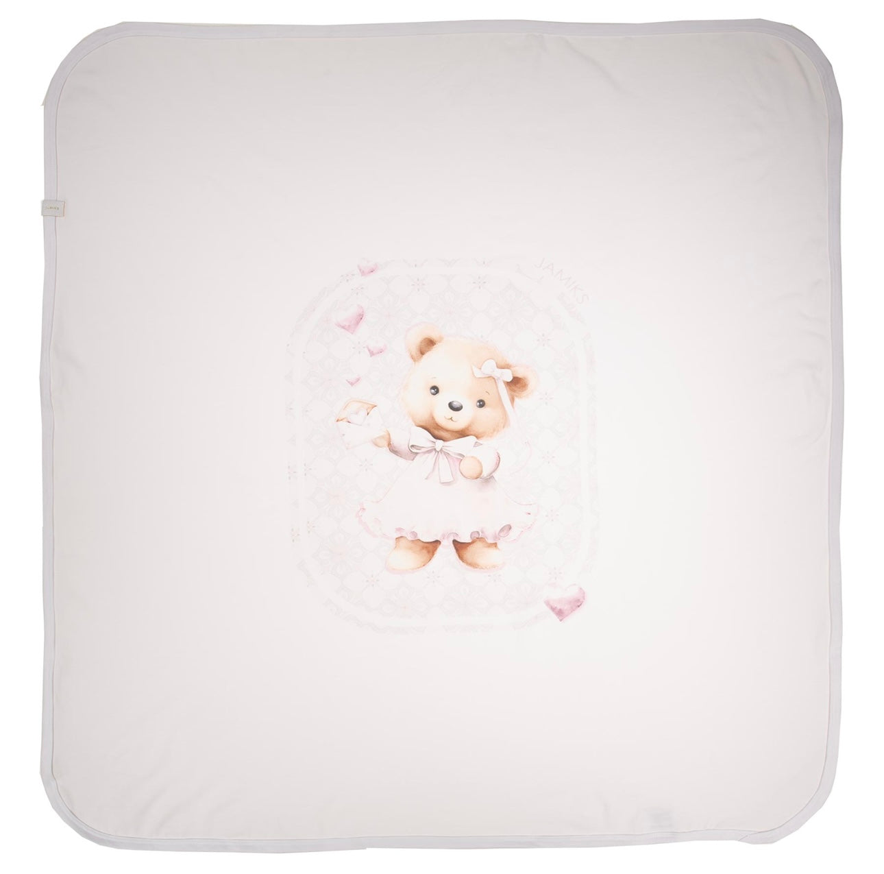 Jamiks white & pink teddy bear blanket