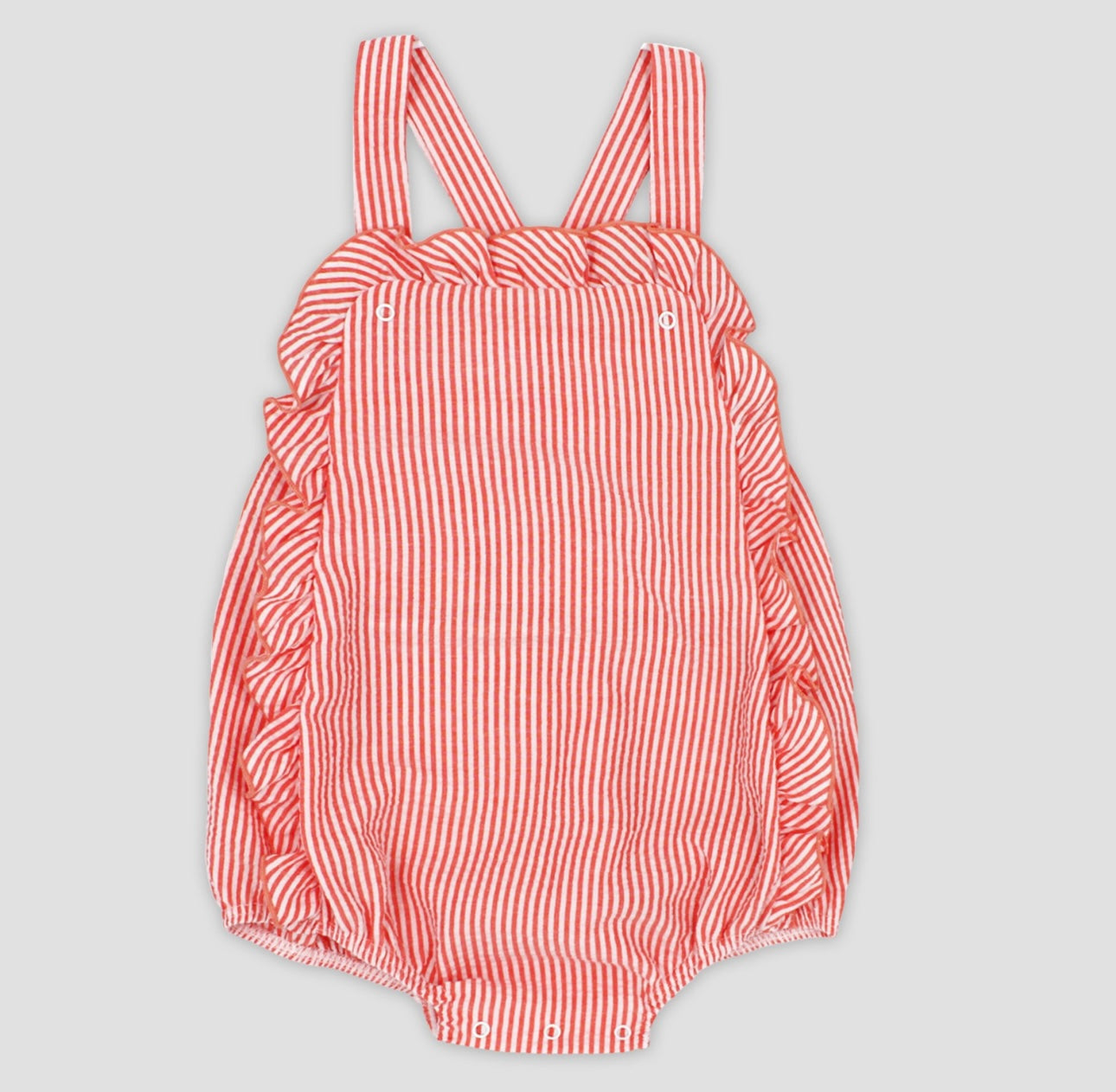Rapife coral stripe frilled romper