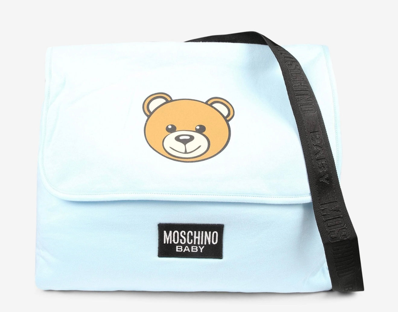 Moschino sky blue teddy changing bag & mat
