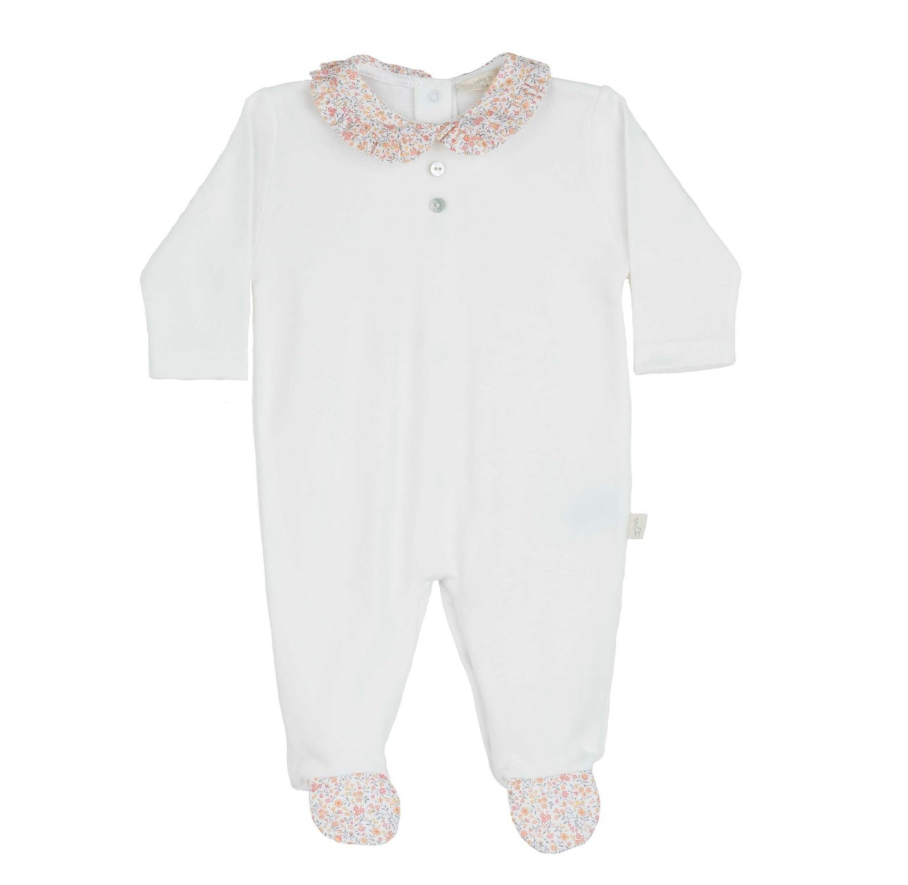 Baby Gi white & coral floral babygrow