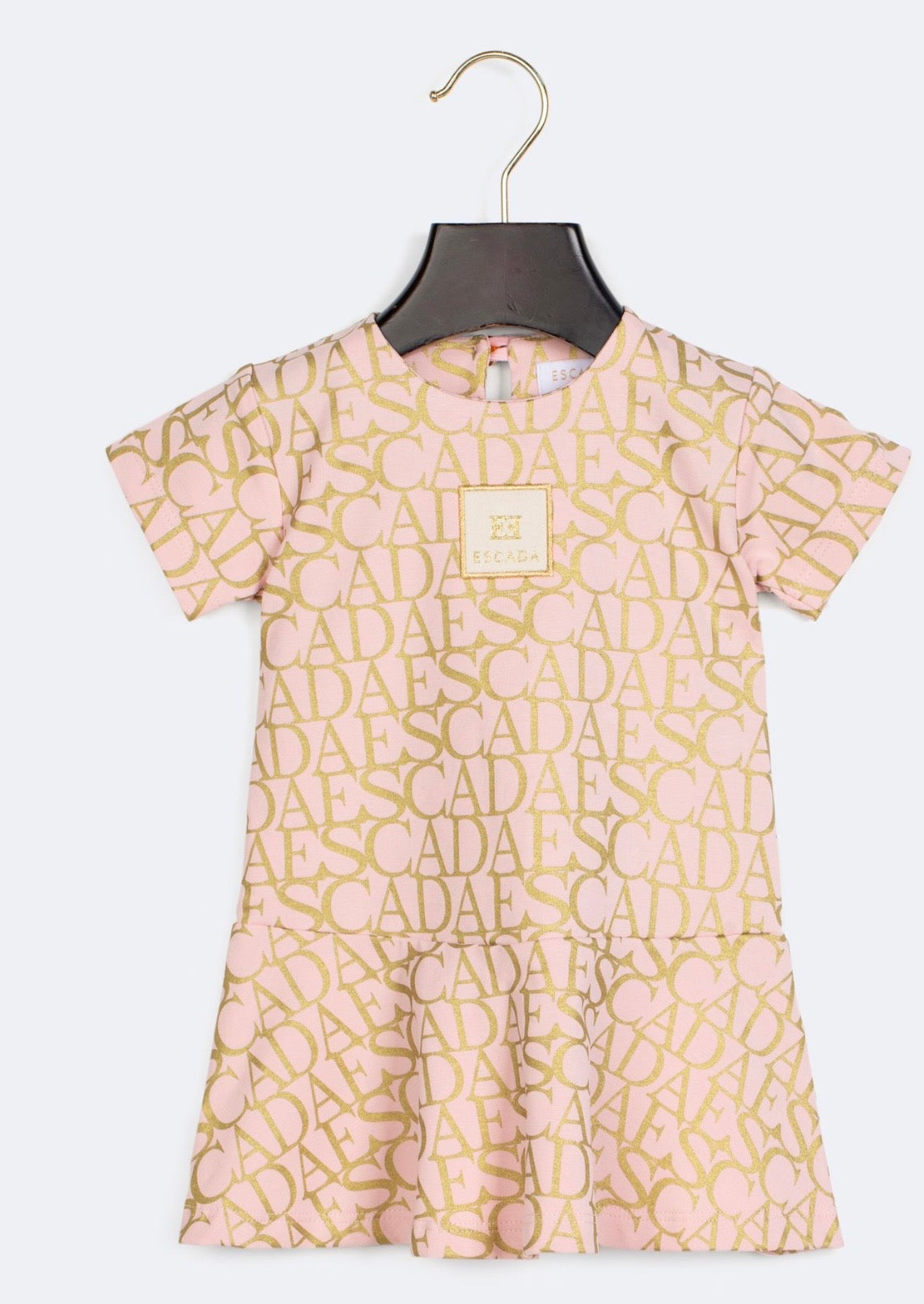PRE ORDER - Escada pink & gold logo printed dress