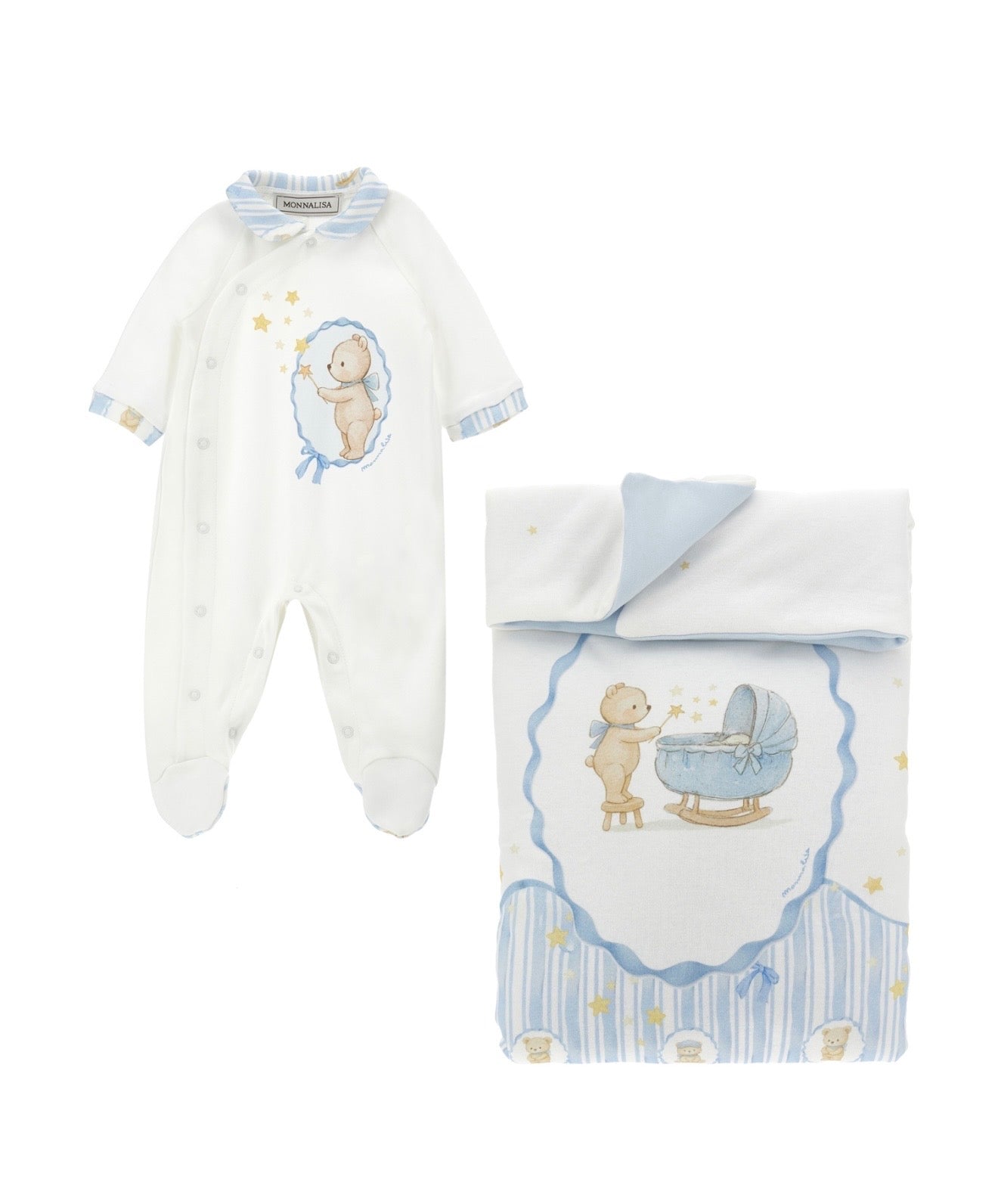 PRE ORDER - monnalisa boys Teddy blanket & babygrow set