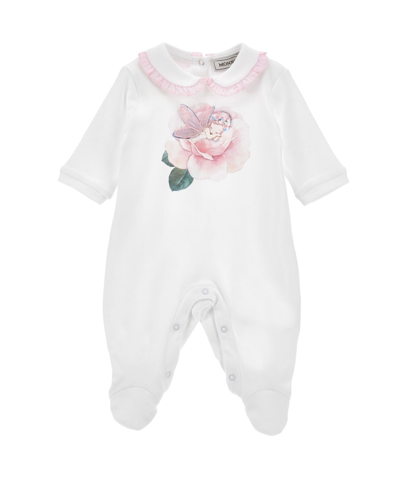 PRE ORDER - monnalisa white rose butterfly babygrow