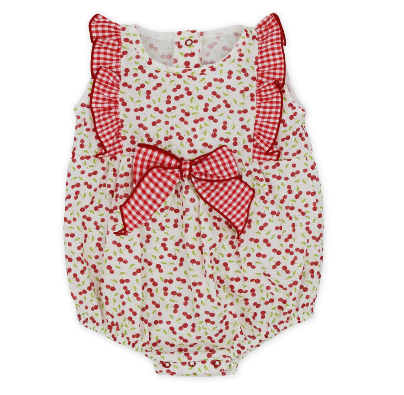 Rapife red Cherries print frilled bow romper