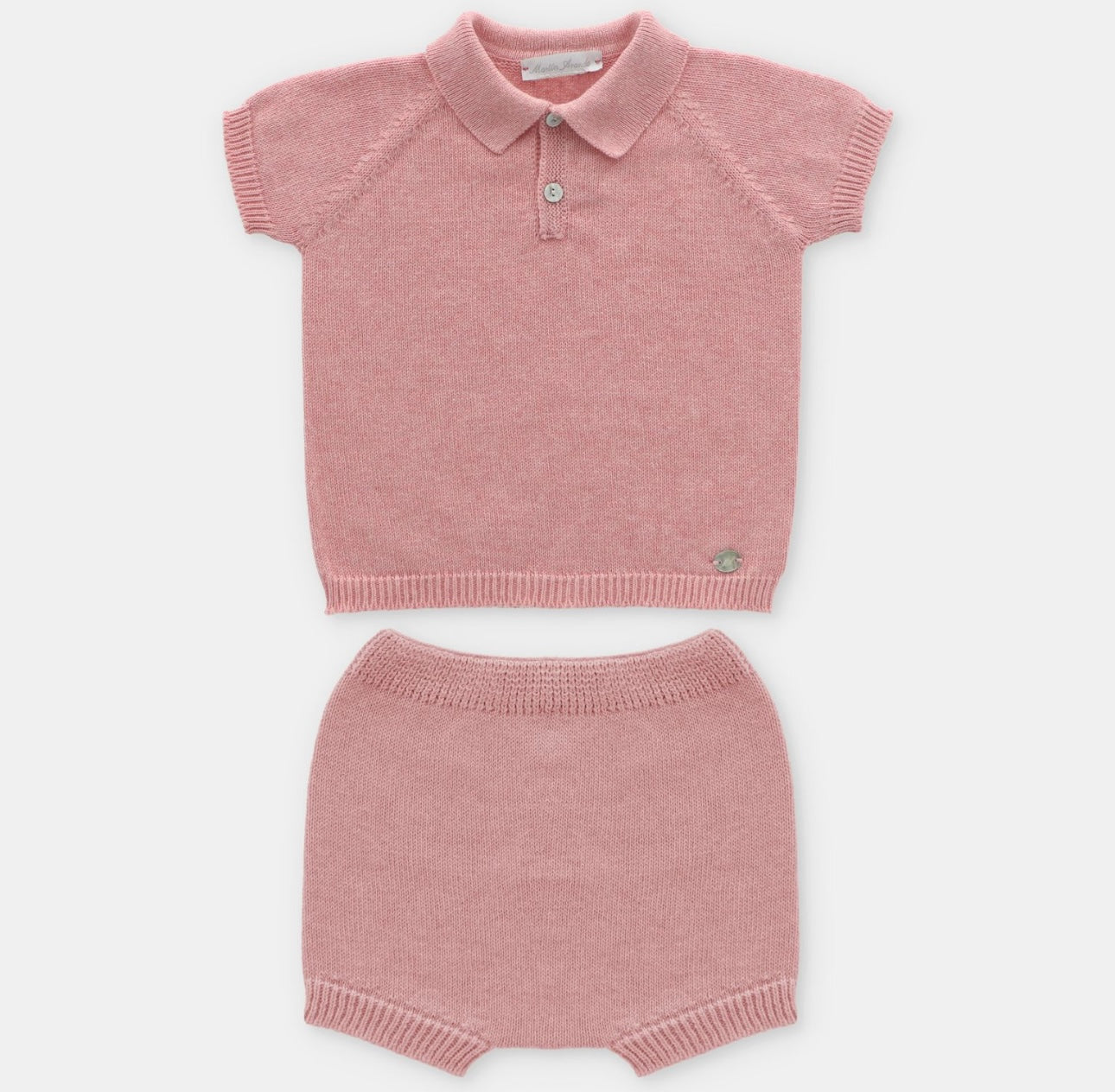 Martin Aranda coral cotton knit shirt & short set