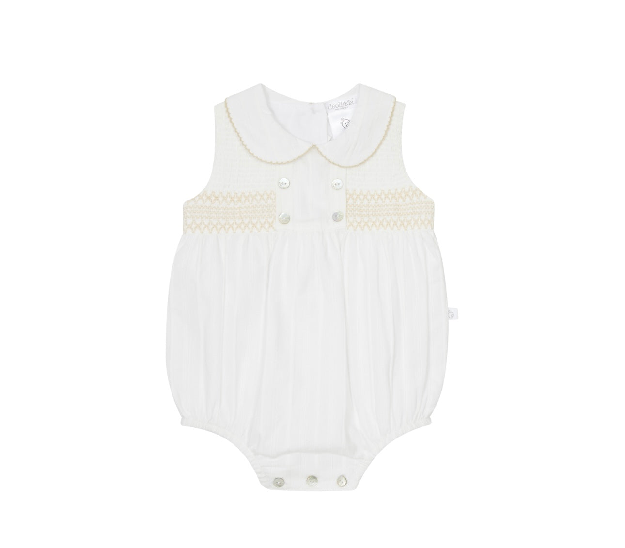 Deolinda beige & ivory smocked romper