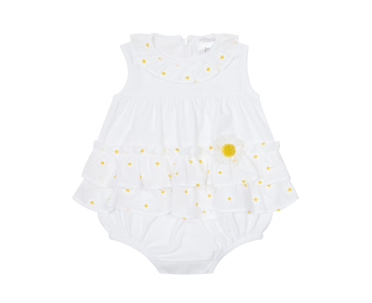 Deolinda white daisy frilled romper