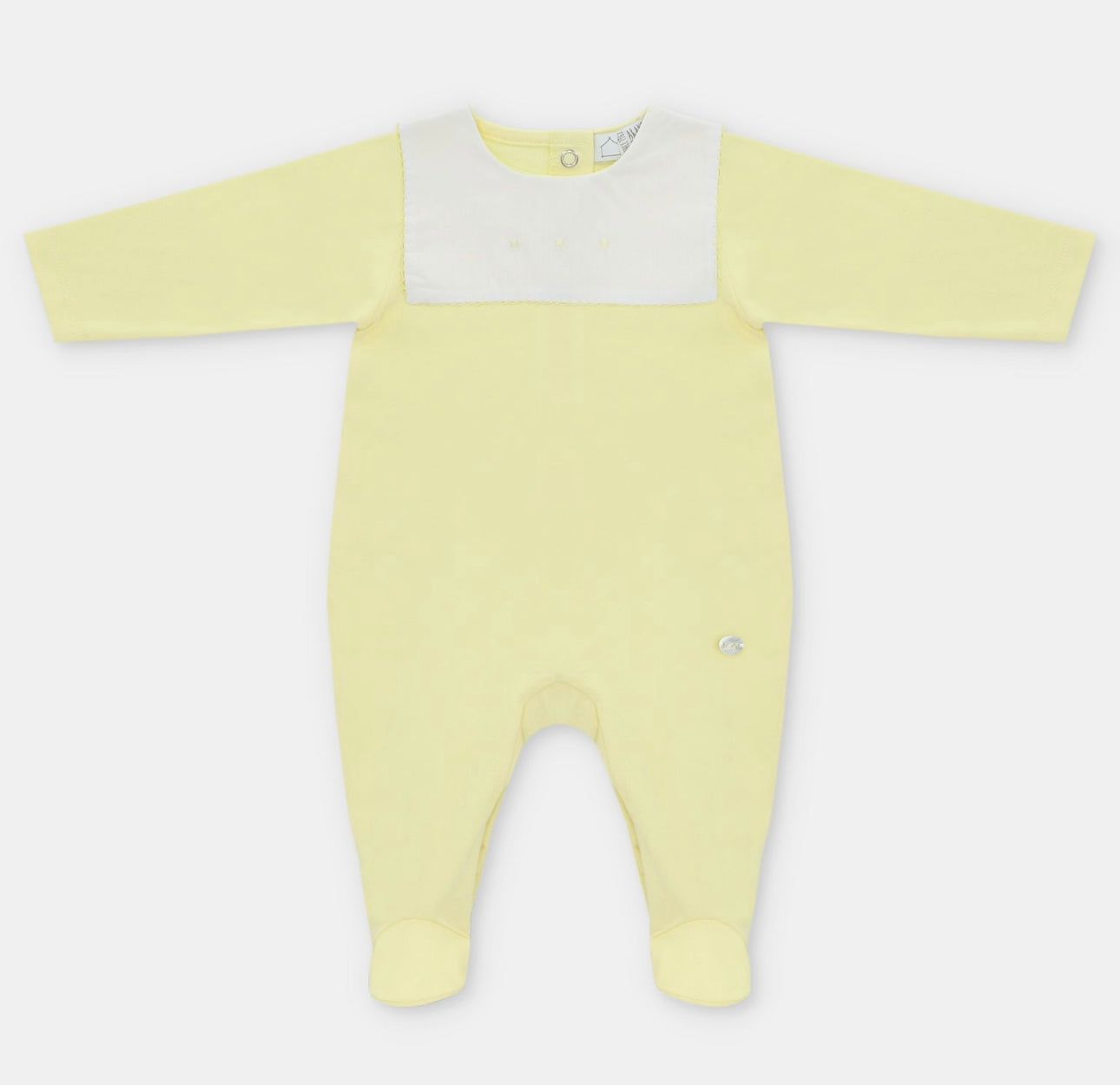 Martin Aranda yellow bibbed babygrow
