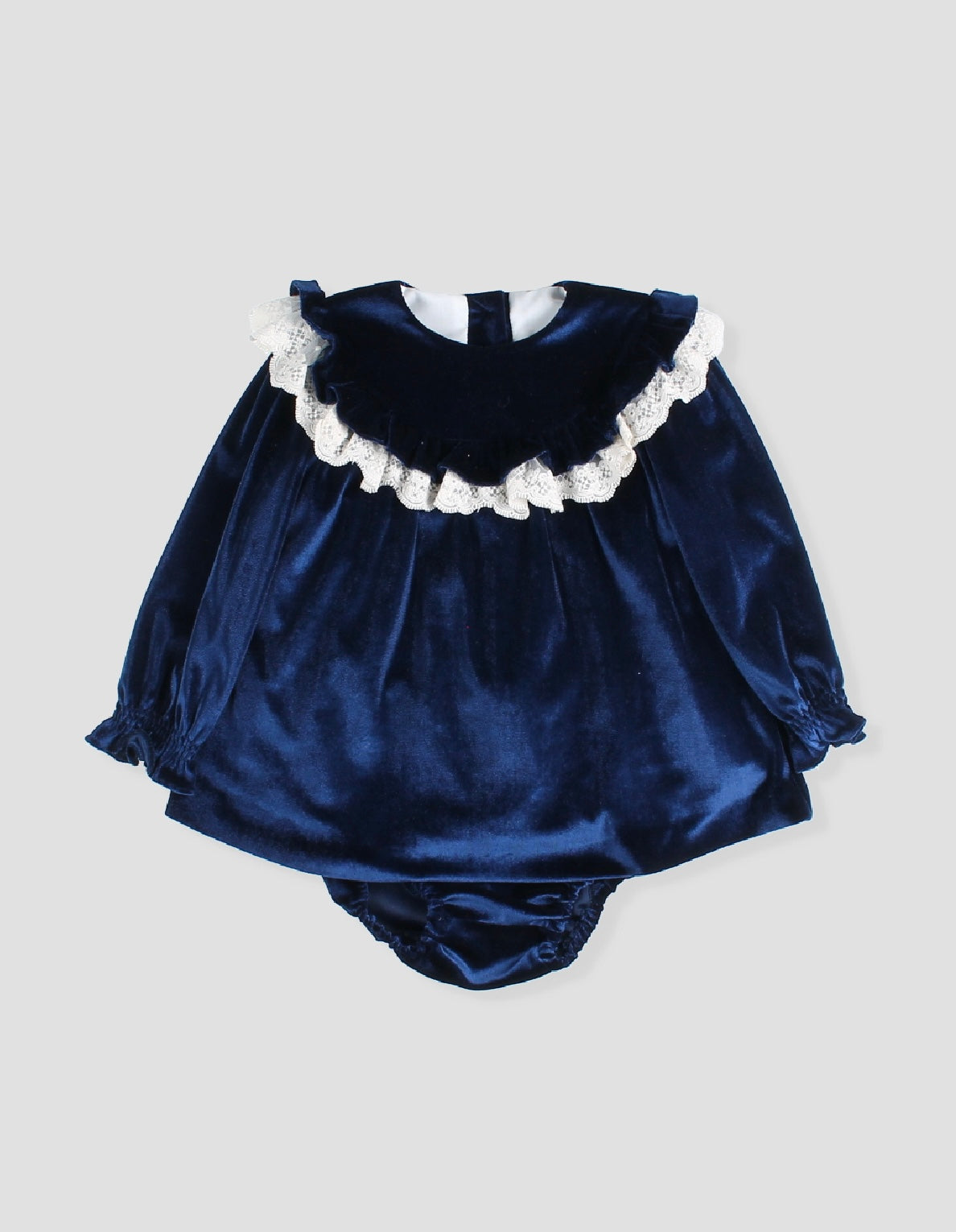 Foque baby girls midnight blue satin dress set