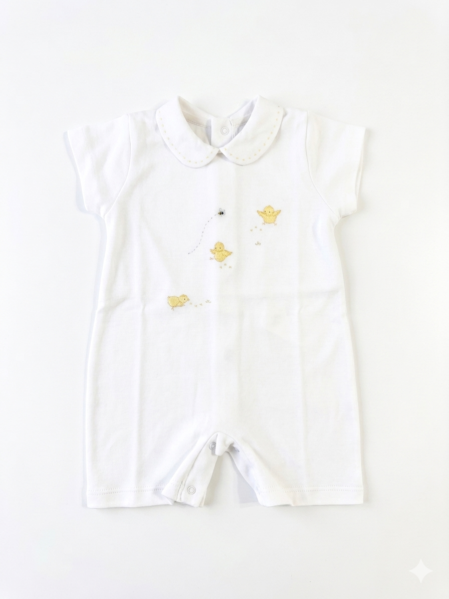 Adriana Mae little peeps embroidered romper