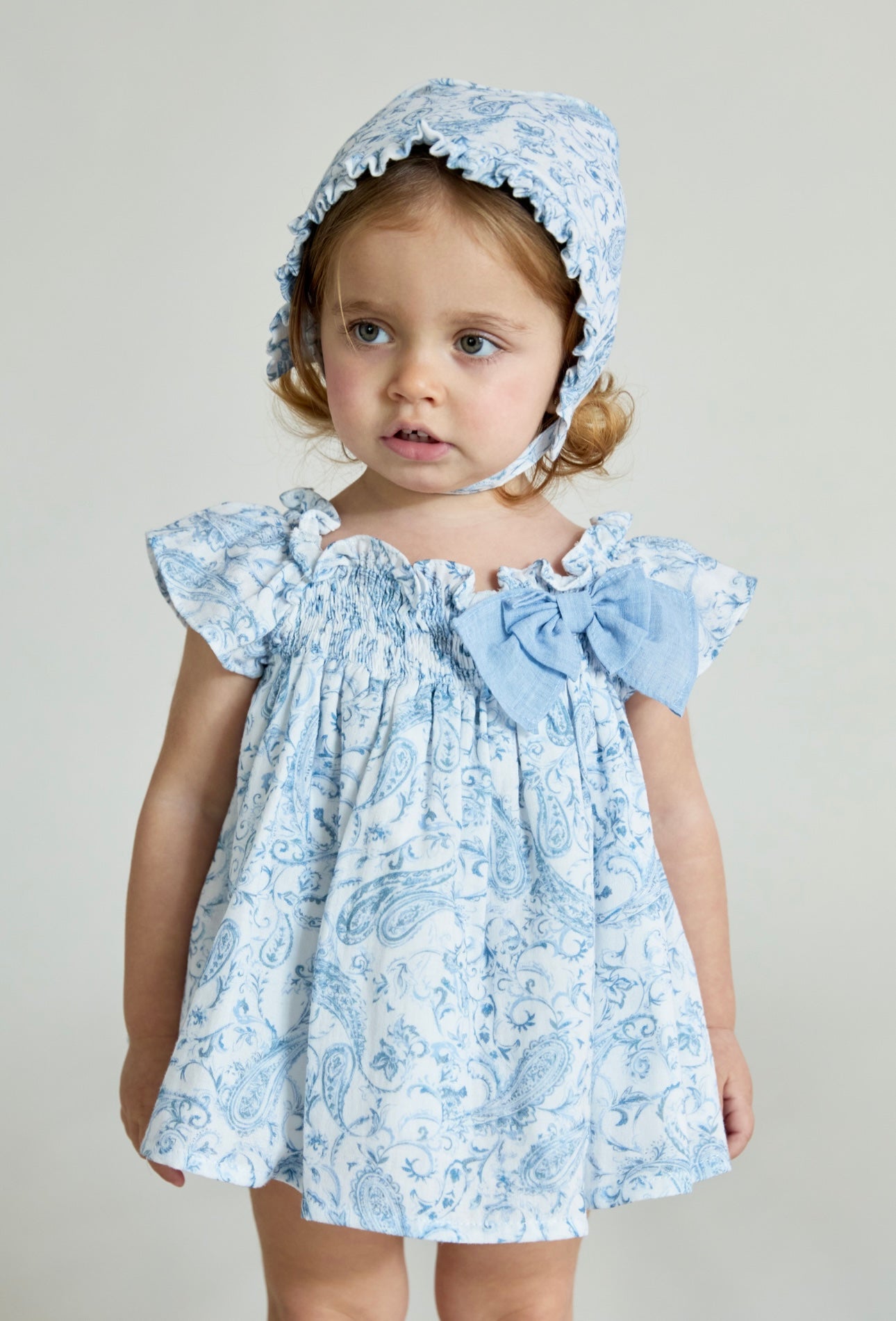 Martin Aranda blue & white paisley cotton dress & pant set