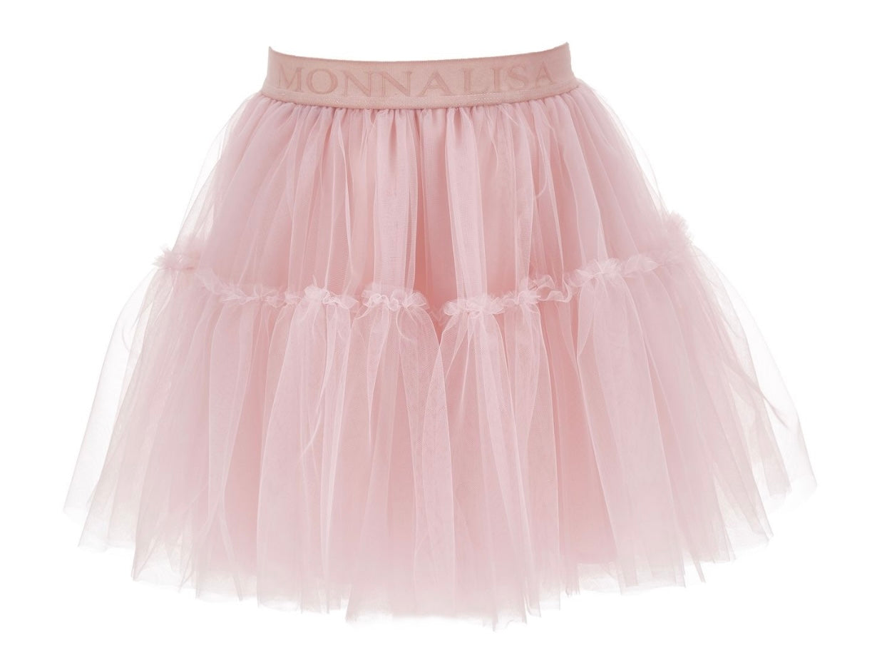 Monnalisa pink roses jumper, blouse & tulle skirt set