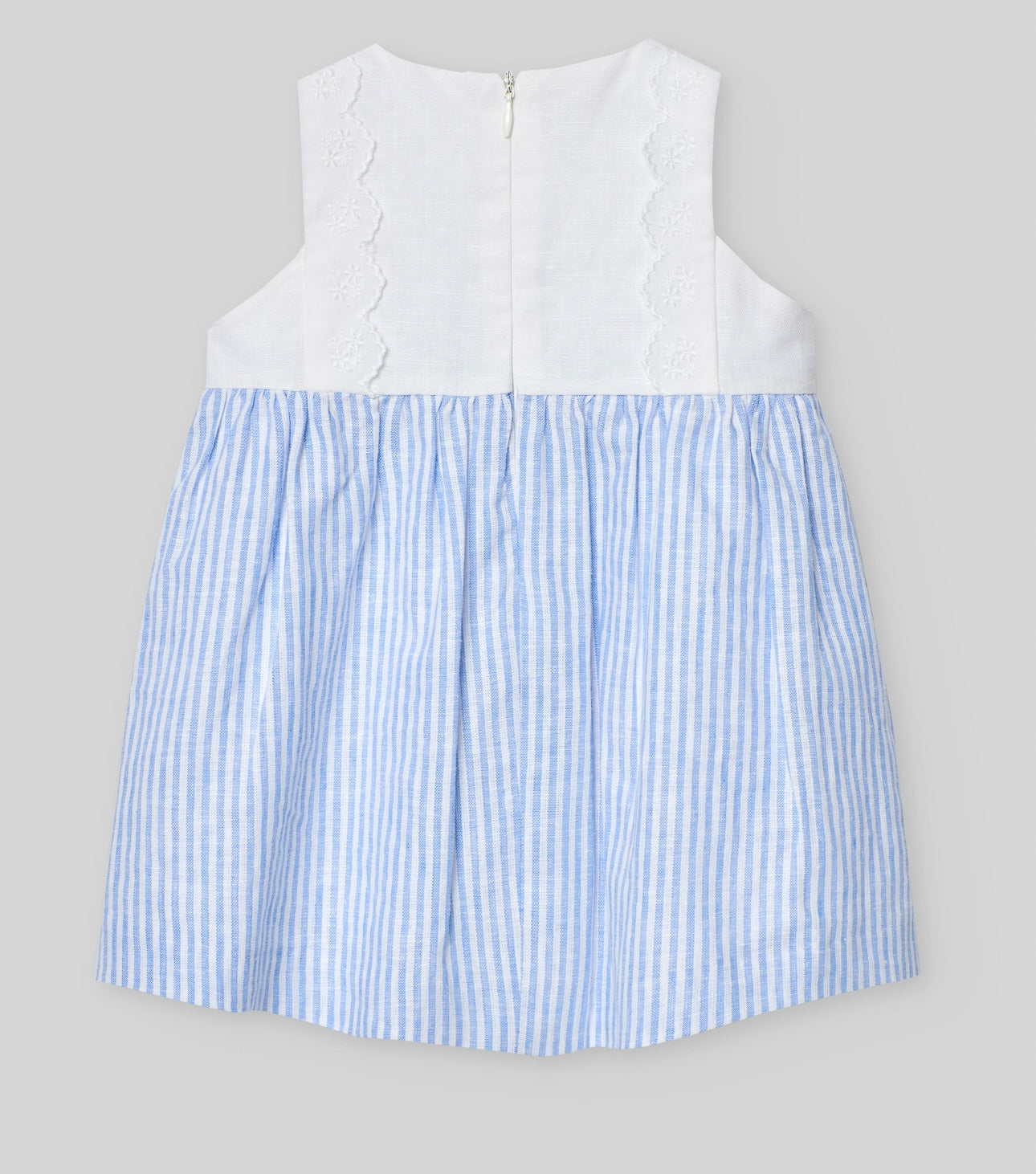 Paz Rodriguez white & blue striped bow dress