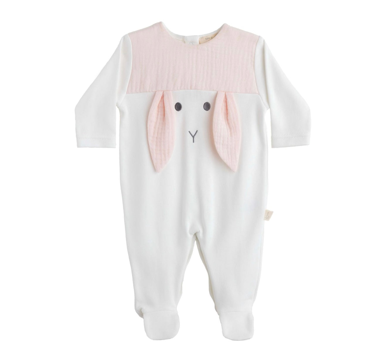 Baby Gi white & pink cotton bunny babygrow
