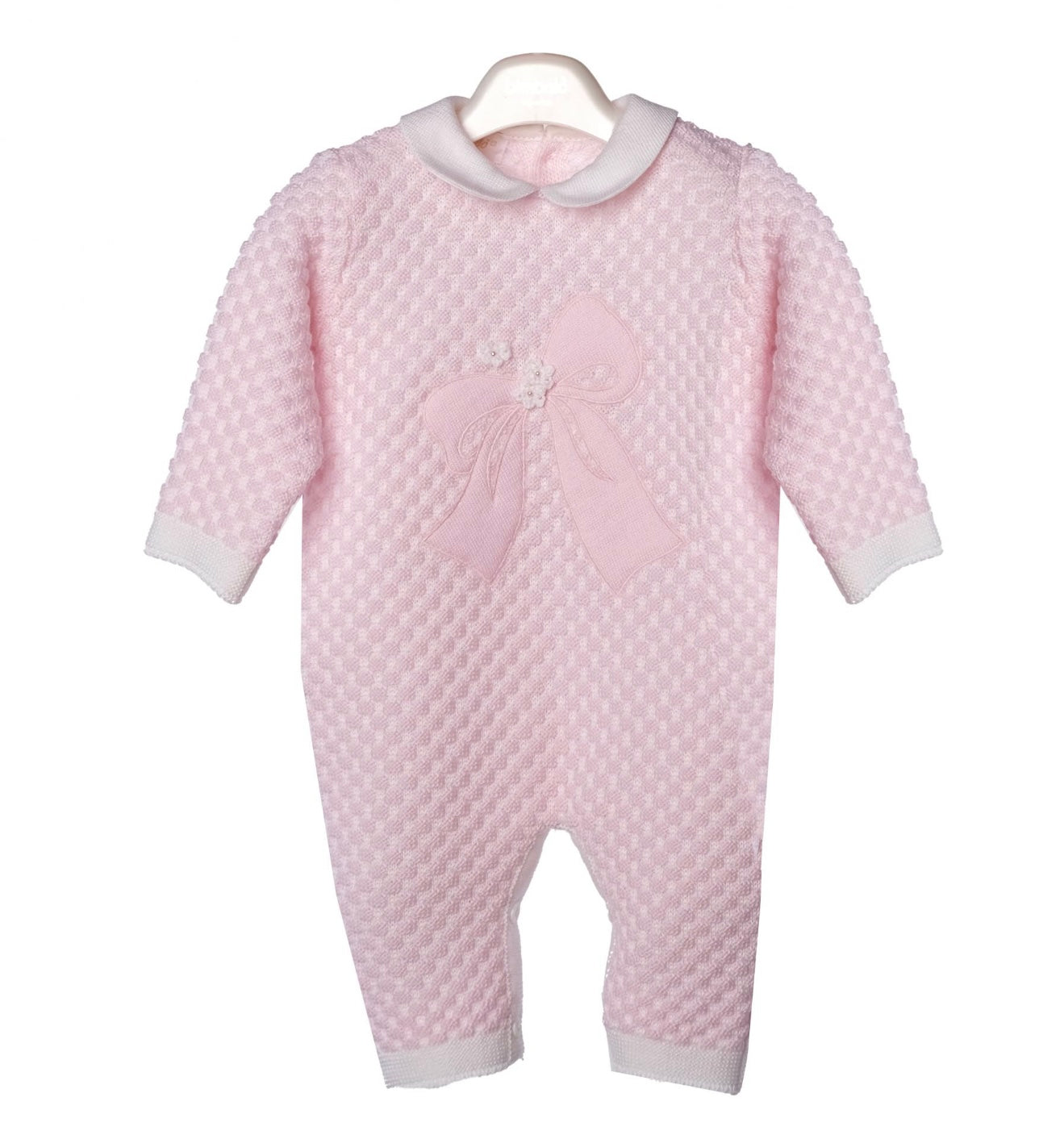 Bimbalo baby girls pink knit bow embellished babygrow