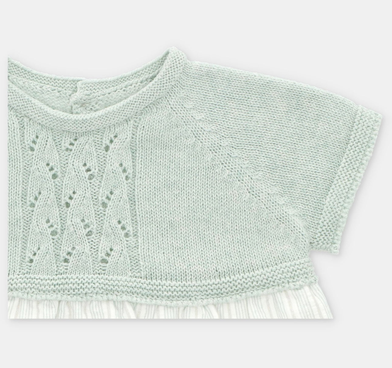 Martin Aranda pistachio green stripe half knit romper